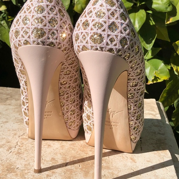 Pink and gold Giuseppe Zanotti platform heels 41 - Picture 4 of 8